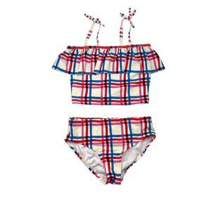 Hanna Andersson Plaid Ruffled Two Piece Swimsuit